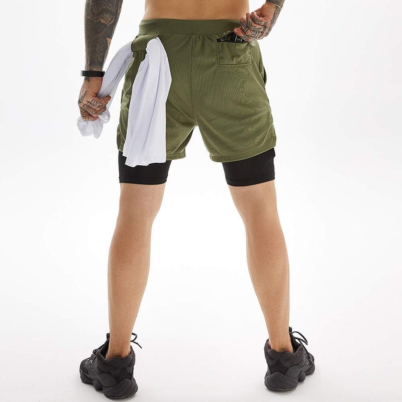 OEBLD Mens Athletic Shorts 2-in-1 Gym Workout Running 7'' Shorts with Towel loop - Image 2